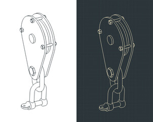 Single reel hanging sheave block isometric blueprints