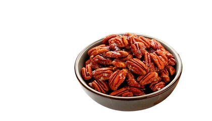 Obraz premium Delicious pecans in a bowl, perfect for snacking, baking, or adding a nutritious crunch to dishes.