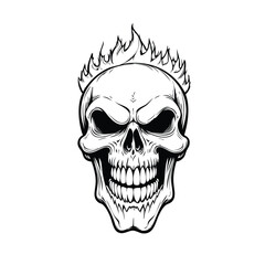 Skull head with fire illustration