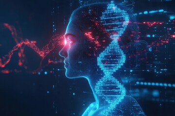 Medicine doctor. DNA. Digital healthcare and network connection on hologram modern virtual screen interface medical technology and futuristic concept