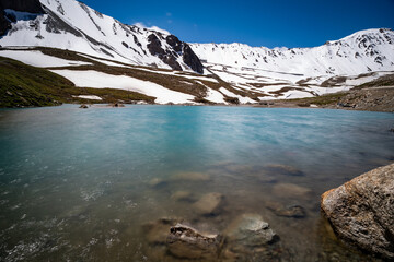 lake in the mountains，天山天池
