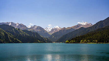 lake in the mountains，天山天池
