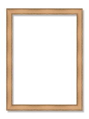 Modern photo frame. Gold border and white background. Rectangle frame and shadow isolated on transparent background