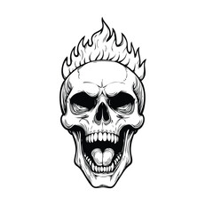 Skull head with fire illustration