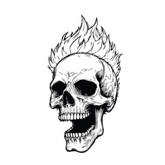 Skull head with fire illustration