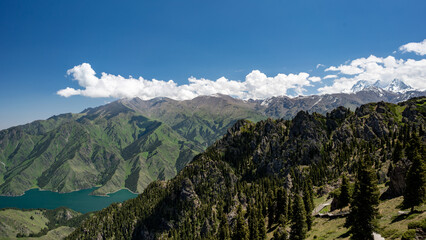 lake in the mountains，天山天池