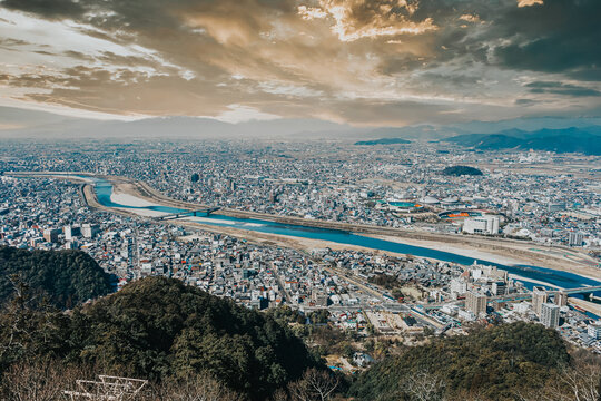 Overlooking the Nagara River from Gifu Castle Observation Deck