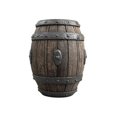 Obraz premium Sturdy Old Wooden Barrel with Metal Bands - 3D Render