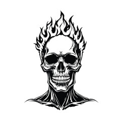 Skull head with fire illustration