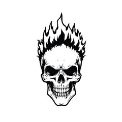Skull head with fire illustration