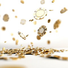 Spilling Gold Casino Chips Showcasing Wealth and Chance for Gamblers : Generative AI