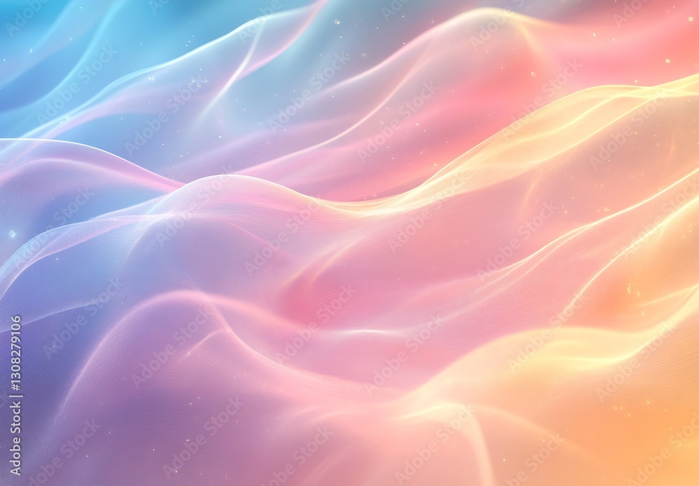Fototapete soft flowing waves in pastel hues creating a serene and dreamy abstract background : generative ai