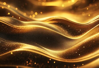 Radiant Waves of Golden Fabric With Shiny Textures and Sparkles : Generative AI