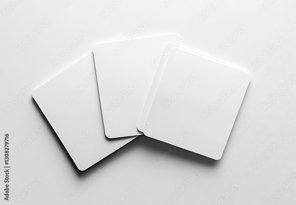Poster blank white square cards on minimalist background for creative use : generative ai
