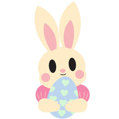 cute bunny easter clipart, pastel rabbit digital art, kawaii bunny with easter egg, adorable bunny holding heart, baby rabbit in egg shell, spring bunny illustration