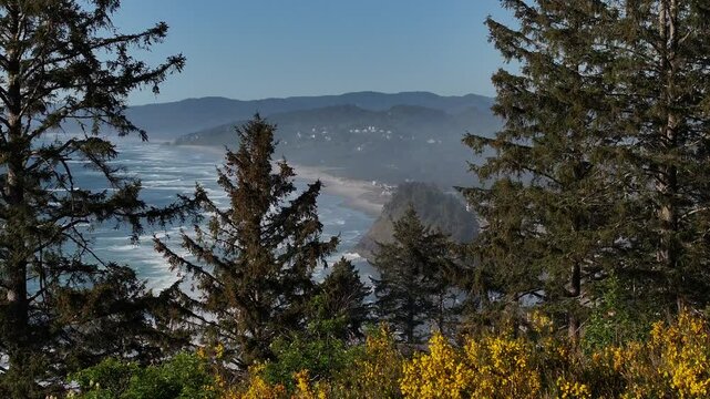 Neskowin Oregon on Highway 101 Pacific Ocean Waves Crashing at Neskowin Ghost Forest and Haystack Rock