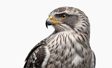 Fototapeta premium Closeup shot of a goshawk on white background
