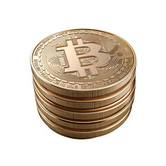 Stack of Gold Bitcoin Cryptocurrency Coins - Digital Currency, Finance, Investment Concept