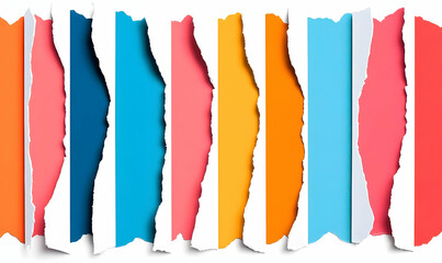 Naklejka premium Colorful Torn Paper Strips with Vivid Backgrounds and Textures