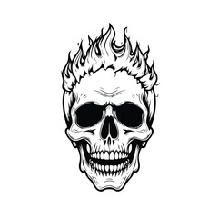 Skull head with fire illustration