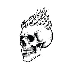 Skull head with fire illustration