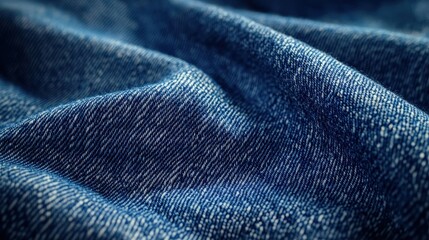 Rich, deep-blue denim with a textured, worn finish exudes timeless charm through its faded elegance and vintage allure