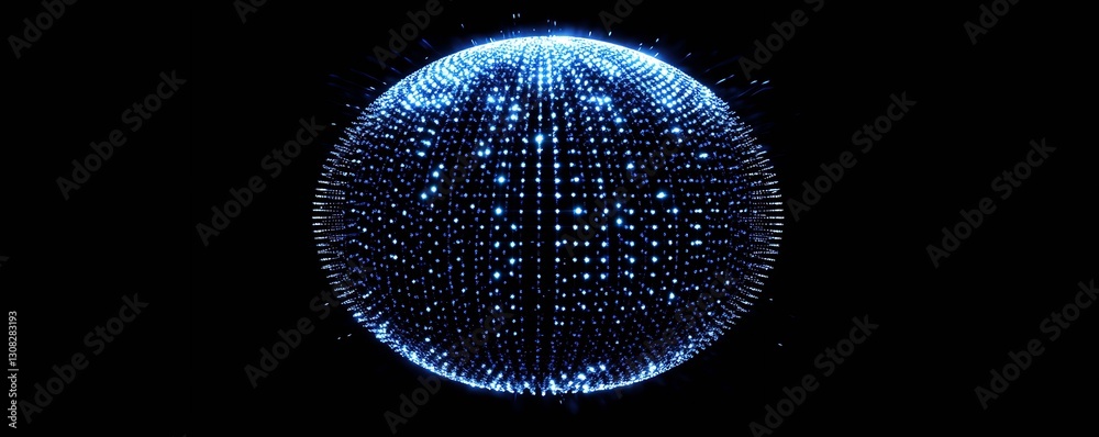 Aufkleber Glowing Blue Sphere with Abstract Light Pattern Sphere Background : Generative AI