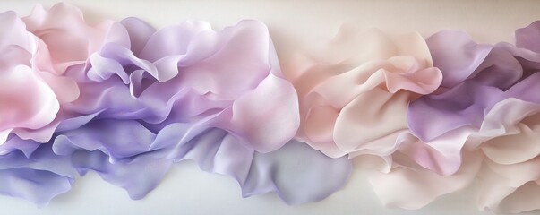 Obraz premium A vibrant arrangement of purple and pink flowers, including delicate blooms and lush greenery, is beautifully displayed on a clean white surface, creating a fresh and inviting atmosphere.
