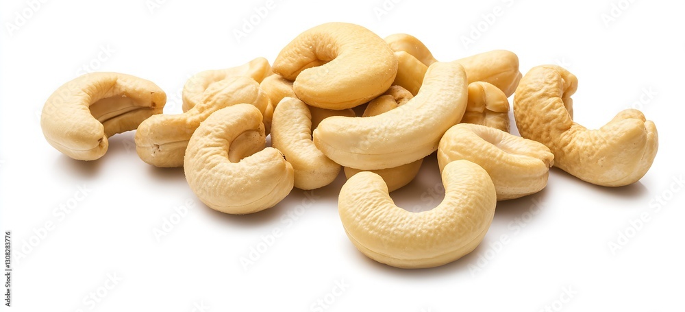 Poster raw cashew nuts piled on clean background highlighting healthy snack options : generative ai