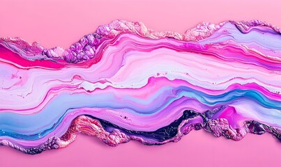 Abstract Pink and Purple Fluid Art with Wavy Patterns and Textures