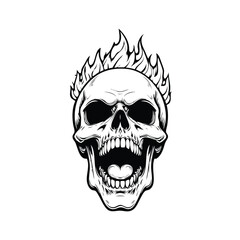 Skull head with fire illustration
