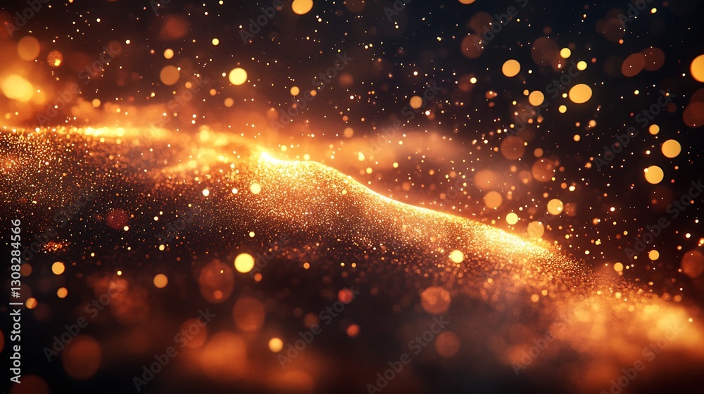 Poster Enchanting Golden Bokeh Background with Glimmering Particles for a Dreamy Atmosphere : Generative AI