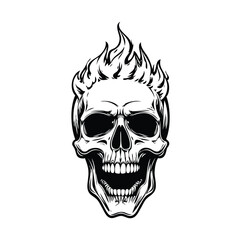 Skull head with fire illustration