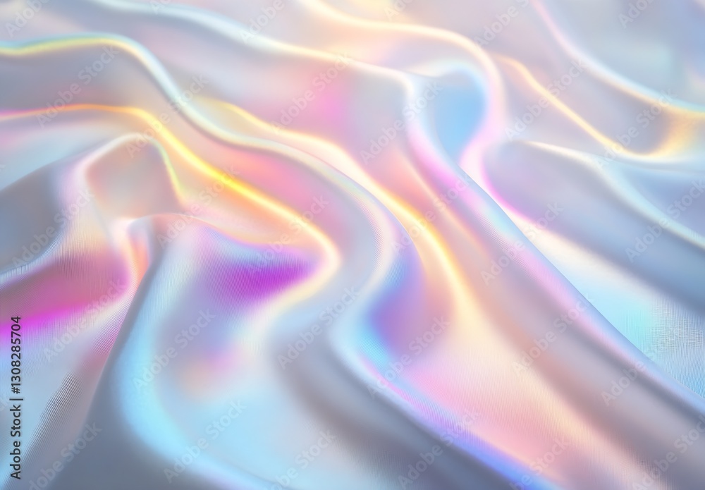 Leinwandbilder Elegant Satin Fabric with Colorful Reflections and Soft Flowing Textures for Design Projects : Generative AI