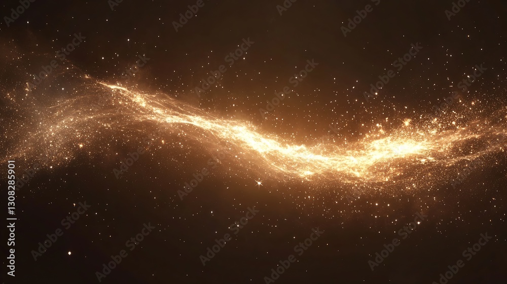 Aufkleber stunning golden abstract space background with twinkling stars and glowing dust : generative ai