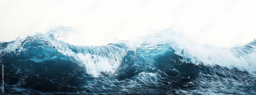 Aufkleber Vibrant Ocean Waves Rolling Firmly with Convoluted Patterns and Splashes : Generative AI