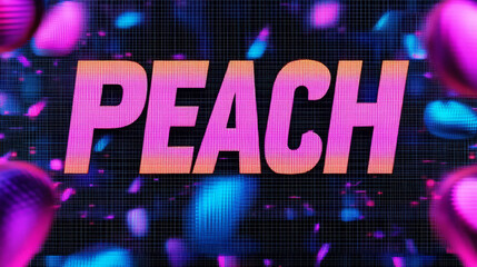 Obraz premium Peach text effect with vibrant colors and dynamic background