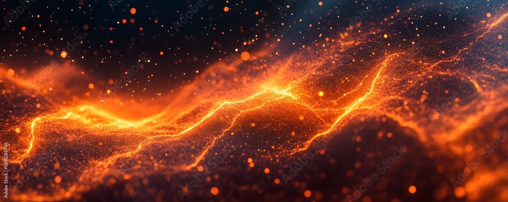 Leinwandbilder stunning abstract background of glowing orange and red sparks in a cosmic setting : generative ai