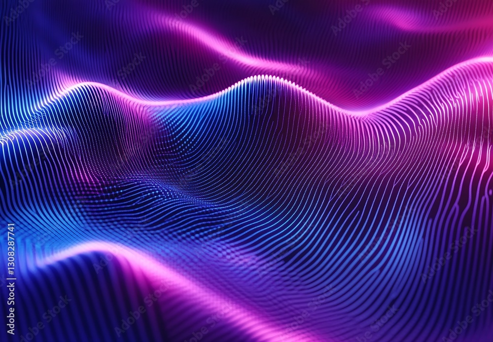 Poster Colorful Abstract Waves in Purple and Blue Light Creating a Dynamic Fluid Background Effect : Generative AI