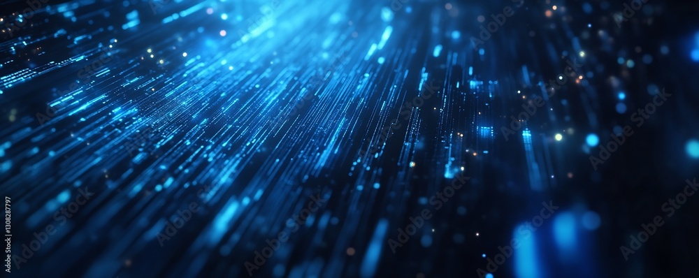 Aufkleber Futuristic Background with Brilliant Blue Light Beams Creating a Science Fiction Atmosphere : Generative AI