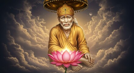Obraz premium Sai Baba Indian God background