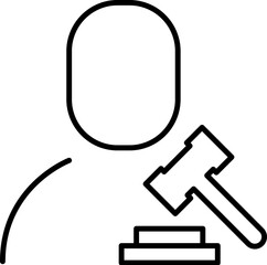 User by Referee Gavel Modern Outline Style Icon for Design, Cards, Apps, Social Networks