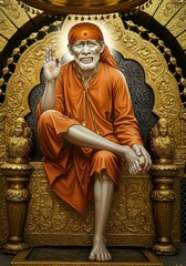 Obraz premium Sai Baba Indian God background