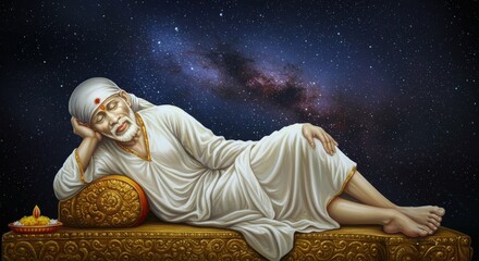 Obraz premium Sai Baba Indian God background