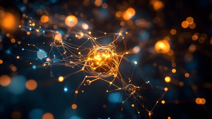 Abstract Network of Connection: An intricate network of shimmering, interconnected points of light, representing the complex web of knowledge, data, and communication in the digital age.