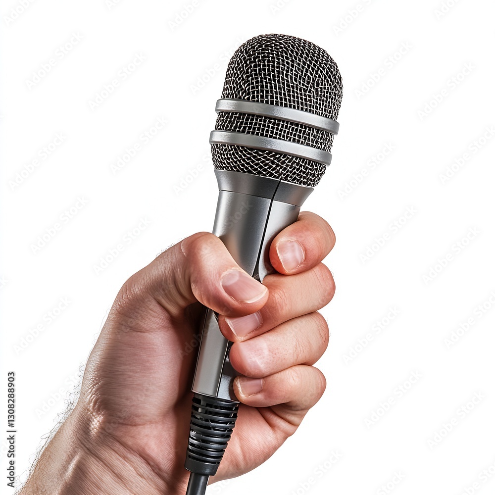 Poster Energetic Hand Holding Microphone Ready For Performance And Expression : Generative AI