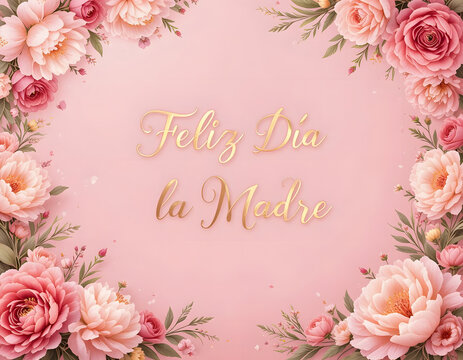 Feliz Dia De La Mandre  pink roses background