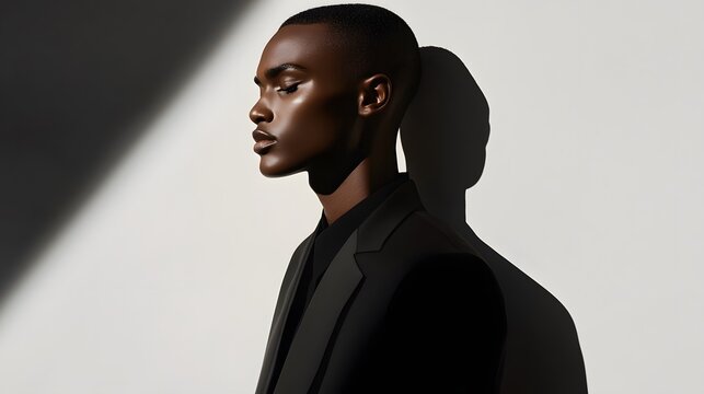 Shadowed Elegance: A distinguished individual casts a striking silhouette against the wall, emanating an aura of confidence, contemplation and style.