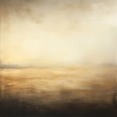 A serene painting depicting a solitary horse standing gracefully in a lush green field, with a vibrant sky filled with soft clouds and warm hues of sunset in the background.