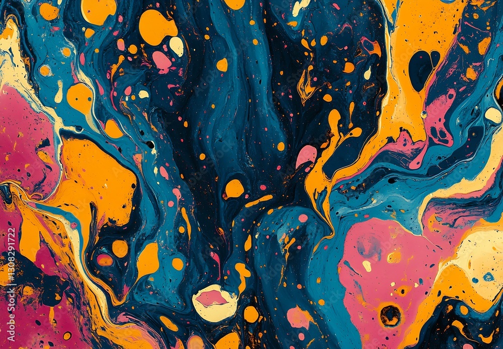 Aufkleber artistic abstract fluid painting with colorful swirls and bold textures enhancing visual appeal : ge